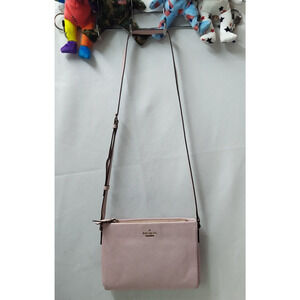 Kate Spade New York Pink Pebbled Leather Double Zipper Closure Crossbody Bag